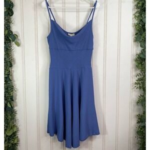 See You Monday Blue Mini Dress Summer Sun Sleeveless Casual Fit & Flare LARGE‎